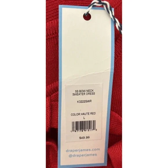 Draper James Bow Neck Detail Fit & Flare Mini Sweater Dress Size Large - Picture 7 of 16